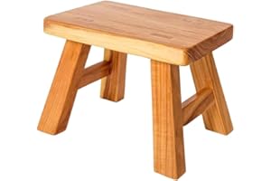 Golden Sun WM Sturdy Step Stool Footstool Solid Wooden 11 inch for Kids Adults Plant Stand Plant Stand Fishing Stool (Natural), Small