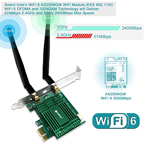 FebSmart WiFi 6 PCIE Wireless Network Adapter for Windows 11, 10 64bit