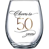 BRT Bearingshui 50th Birthday Gifts for Men Women, 15 oz Birthday Wine Glass Present Anniversary Glasses, 50 Years Old Birthday Party Wedding Anniversary Decorations