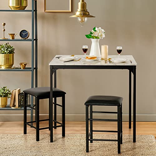 COSTWAY 3 Pieces Dining Table Set, 2 Person Kitchen Breakfast Table and