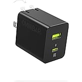 OMNIBAR 35W USB C Charger, Dual Port Compact GaN Charger with Foldable Plug, PD3.0 PPS Fast Charging Block for iPhone 17/16/15, Samsung Galaxy S25/S24/S23, Pixel 10/9/8, Tablets, Headphones, Earbuds