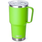 koodee 30 oz Tumbler with Lid and Straw, Stainless Steel Double Wall Insulated Travel Mug Water Tumbler with Handle (Apple Green)