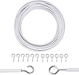 Zuvo White Net Curtain Wire with Hooks and Eyes 3 m Extra Strong Kit