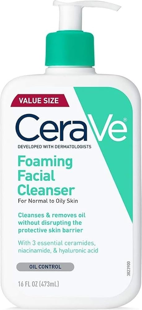 CeraVe Foaming Facial Cleanser, Face Wash for Oily Skin, 16fl oz | Skin Care with Hyaluronic Acid & Niacinamide, Makeup Remov