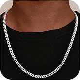 UPFAI 4mm/5mm Cuban Link Chains for Men - 925 Sterling Silver Diamond Cut Cuban Link Curb Chain Necklace Jewelry Gift for Men, 18 20 22 24 Inches