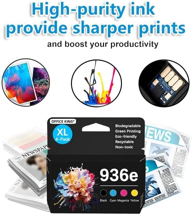 936XL 936e Ink Cartridges Compatible with HP OfficeJet Pro 9125e 9120e 9730e 91309135e 9122e 9128e 9110b 9120b9130b 9130e(KCMY)
