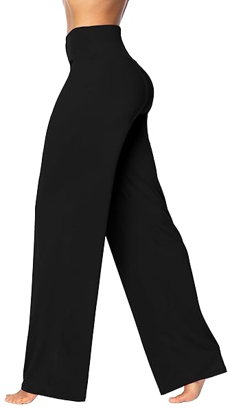 SUNZEL WOMENS FLARE YOGA PANTS WITH WIDE LEG AND HIGH WAIST TUMMY CONTROL BOOTCUT PANTS FOR WORKOUT EXERCISE RUNNING (30″, BLACK, M)