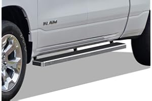 APS (304 Stainless Steel Polished Silver 5 inches Running Boards Nerf Bars Steps Compatible with Ram 1500 2019-2024 Crew Cab (Will Not Fit 2018 Previous Generation Build in 19-24)