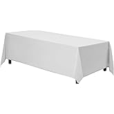 Gee Di Moda Rectangle Tablecloth - 90 x 156 Inch White Table Cloth for 8 Foot Tables with Floor-Length Drop - Heavy Duty Washable Fabric for Holiday Party, Dinner, Weddings & Baby Shower