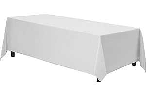 Gee Di Moda Rectangle Tablecloth | 90 x 156 Inch - White Rectangular Table Cloth for 8 Foot Table in Washable Polyester | Great for Buffet Table, Parties, Holiday Dinner, Wedding & Baby Shower