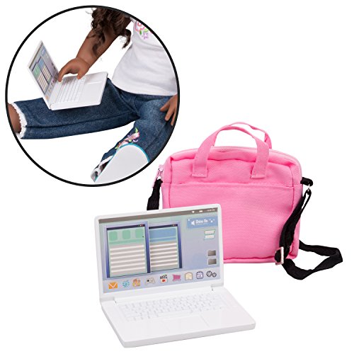 Dress Along Dolly Metal Computer Laptop with Carrying Bag for American Girl and other 18 in dolls - Durable Metal Construction