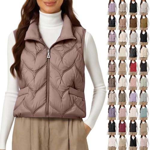 Fleece Gilet,Lightweight Padded Gilet for Women Puffer Vest Ladies Fleece Gilets Bodywarmers Sleeveless Puffer Jacket Ladies Body Warmer