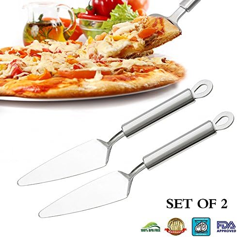 TAFOND Stainless Steel Pie Pizza Server Serrated Spatula Cake Cutter Knife Set of 2