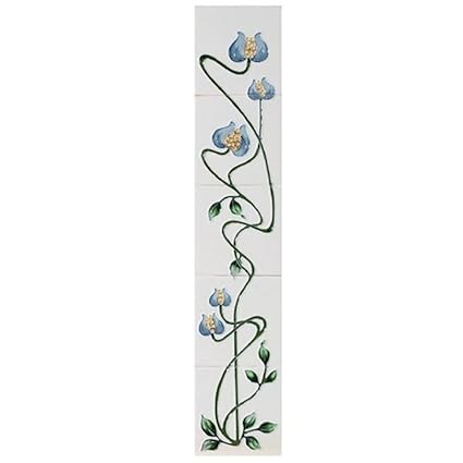 Castec Mediterranean Poppy Tube Lined Victorian Fireplace Tiles