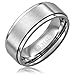 8MM Stainless Steel Promise Engagement Rings for Men | Wedding Bands for Him | Brushed Top and Polished Edges [Size 12]