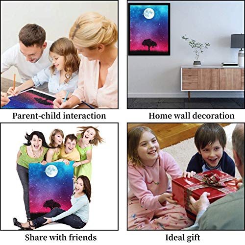 5D Diamond Painting Kits by Numbers for Adults and Beginners Bright Moon Tree Wall Art Round Full Drill DIY Starry Night Diamond Art,Perfect for Bedroom Livingroom and Home Wall Decor 13.8x17.7in