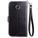 Moto X2 Case,XYX [Kickstand] Moto X (2nd Gen) Case [Black, Leaf Buckle],[Card Slot][Flip][Slim Fit][Wallet][Lanyard] Premium Protective Case for Motorola Moto X (2nd Gen, 2014) [Black]