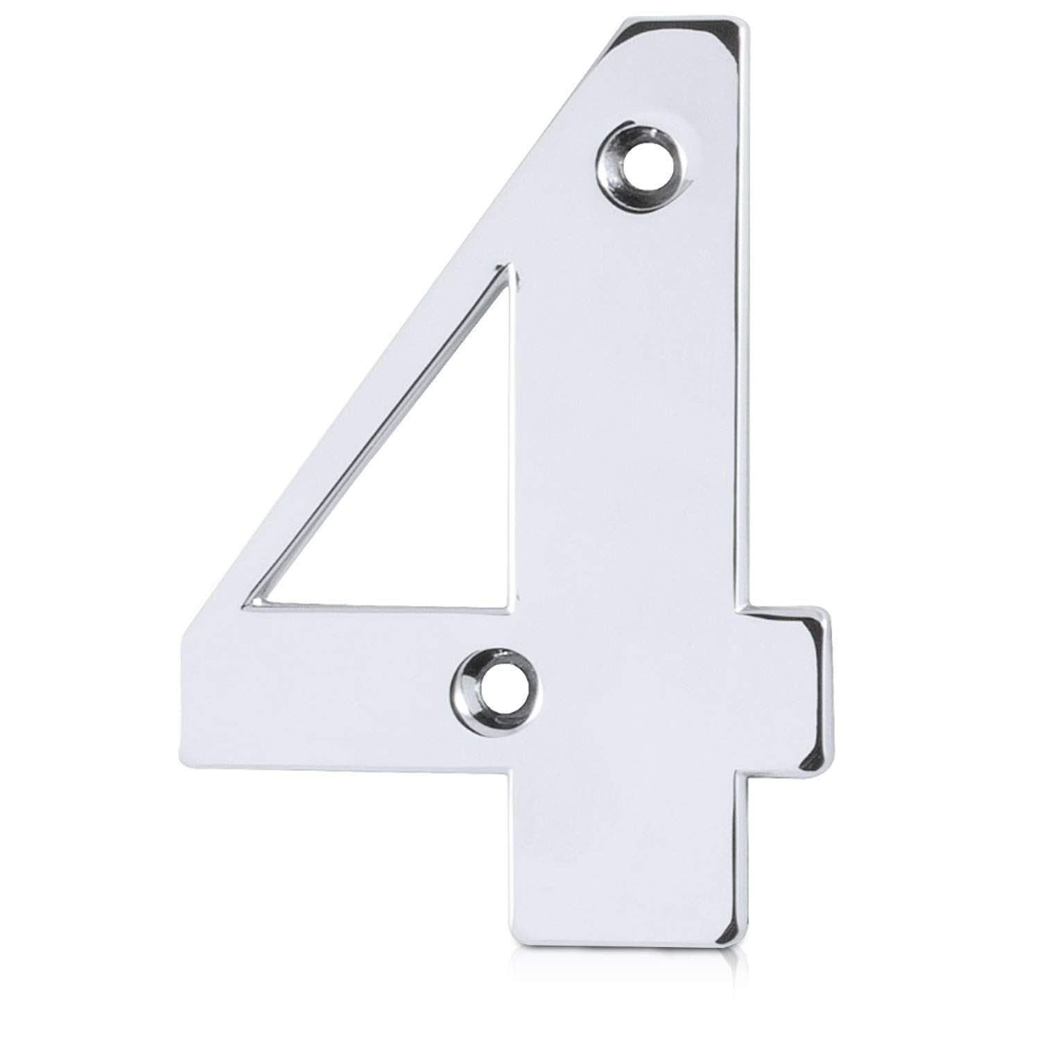 XFORT Polished Chrome Front Door Number 4, House Number Suitable for All Door Types including Wooden, uPVC, and Composite.