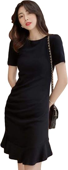 Amazon Mengfanワンピース レディース スリム ワンピース ファッション 着痩せ カジュアル デート お出かけ レディース 夏 ワンピース ワンピース チュニック 通販