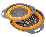 TedGem 2 Pack Collapsible Colanders Set,  Food-Grade Silicone kitchen Strainer Space-Saver Folding Strainer Colander, Dishwasher-Safe
