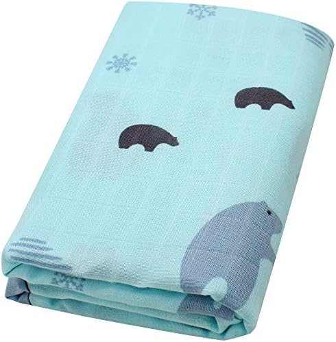 LifeTree Muslin Cloths Baby Blankets - Soft Large Muslin Swaddle Bamboo Cotton Blanket for Boys & Girls 47"x47" Bear Print
