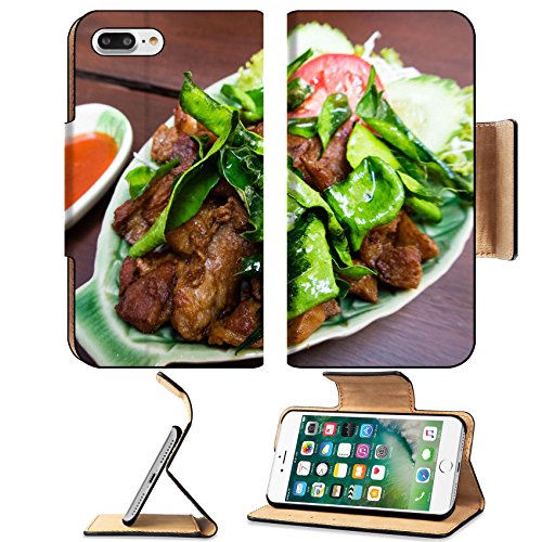 Luxlady Premium Apple iPhone 7 Plus Flip Pu Leather Wallet Case iPhone7 Plus 34313438 KOH MOO TOD KLUAR Deep fried necked pork with salt