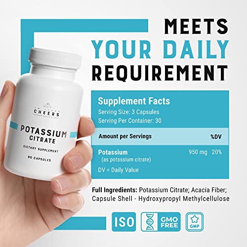 Cheers Potassium Citrate, 316 mg per Capsule, 90 Capsules, Vegan