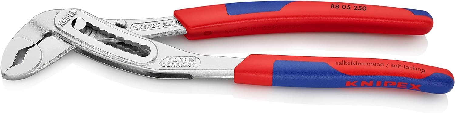KNIPEX Alligator Water Pump Pliers Chrome-Plated with Slim Multi-Component Grips 250 mm, 88 05 250