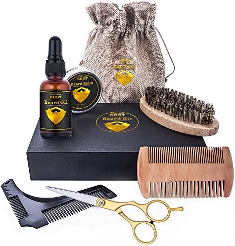 Premium Beard grooming care Kit All-in perfect gifts for men by HeaBea body Bring your beard to Next Level Organic beard oil balm with essential accessories trimming shaping combs brush scissors tools