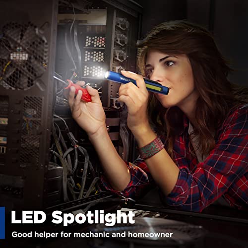 WORKPRO Rechargeable Flashlight, LED Pen Light with 365 nm UV Black Light, 450 Lumen Pocket Penlight, Magnetic Clip