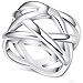 BOHG Jewelry Womens 925 Sterling Silver Plated Fashion Double X Criss Cross Eternity Ring Wedding Band Size 11