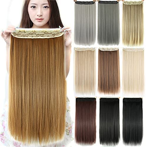 IMISSU Long Natural Thick Hair Straight Clip in on Synthetic Hair Extensions Hairpieces for Women (28 Inch,Copper)