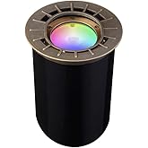 VOLT 12V Waterproof IP68 Color Changing RGBW LED Brass Well Light (Bronze) with Remote Control for Low Voltage Landscape Lighting of Outdoor Walkway, Garden, Shrubs, Columns or Trees