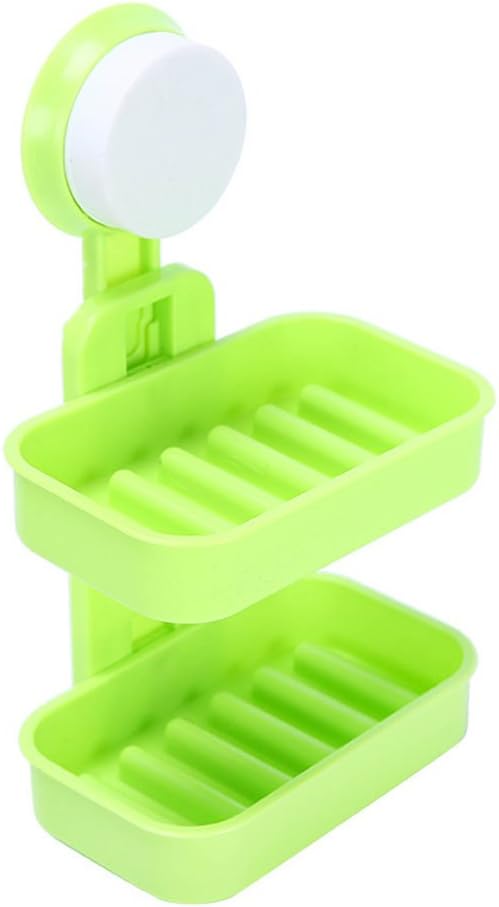 Molivs Double-deck Strong Suction Wall Soap Holder Bathroom Shower Cup Dish Basket Tray