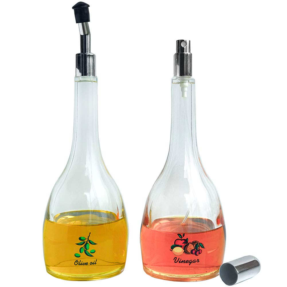 Olive Oil Dispenser and Vinegar Oil Sprayer For Cooking - 6.1 Oz Food Grade Pourer Mister Spritzer Spray Pump kitchen bottle with stainless steel top - Perfect for cooking oils, air fryer, BBQ, grill