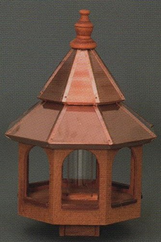 Amazon Com Large Bird Feeder With Copper Roof Cedar Garden
