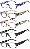 Readers 5 Pack of Elegant Womens Reading Glasses with Beautiful Patterns for Ladies Deluxe Spring Hinge Stylish Look 180 Day Guarantee