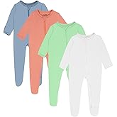 GUISBY 4-Pack Baby Boys Girls Zip-Front Sleeper Pajamas, Footed Sleep 'n Play