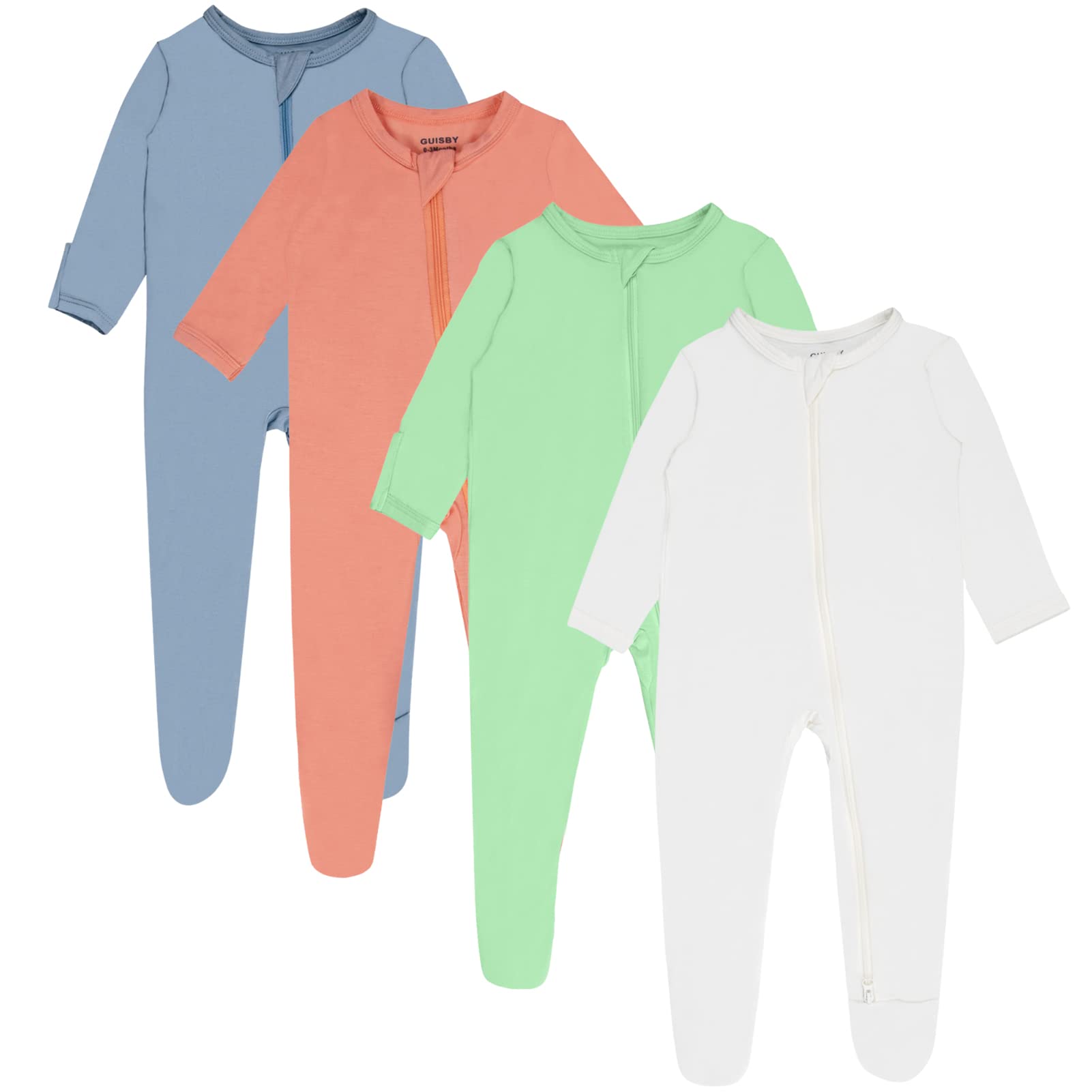 Photo 1 of GUISBY 4-Pack Baby Boys Girls Zip-Front Sleeper Pajamas, Footed Sleep 'n Play 12-18 Months