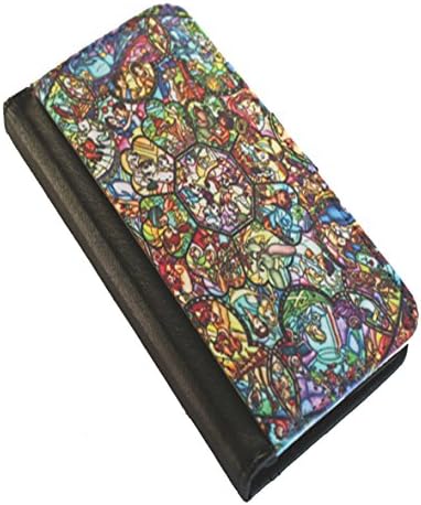 Disney All Characters Stained Glass Iphone 6 (4.7 Inch) Faux Suede Leather Wallet Case