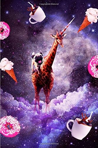 Outer Space Pug Riding Giraffe Unicorn - Donut Daily Weekly Planner Paperback – 18 Feb 2019