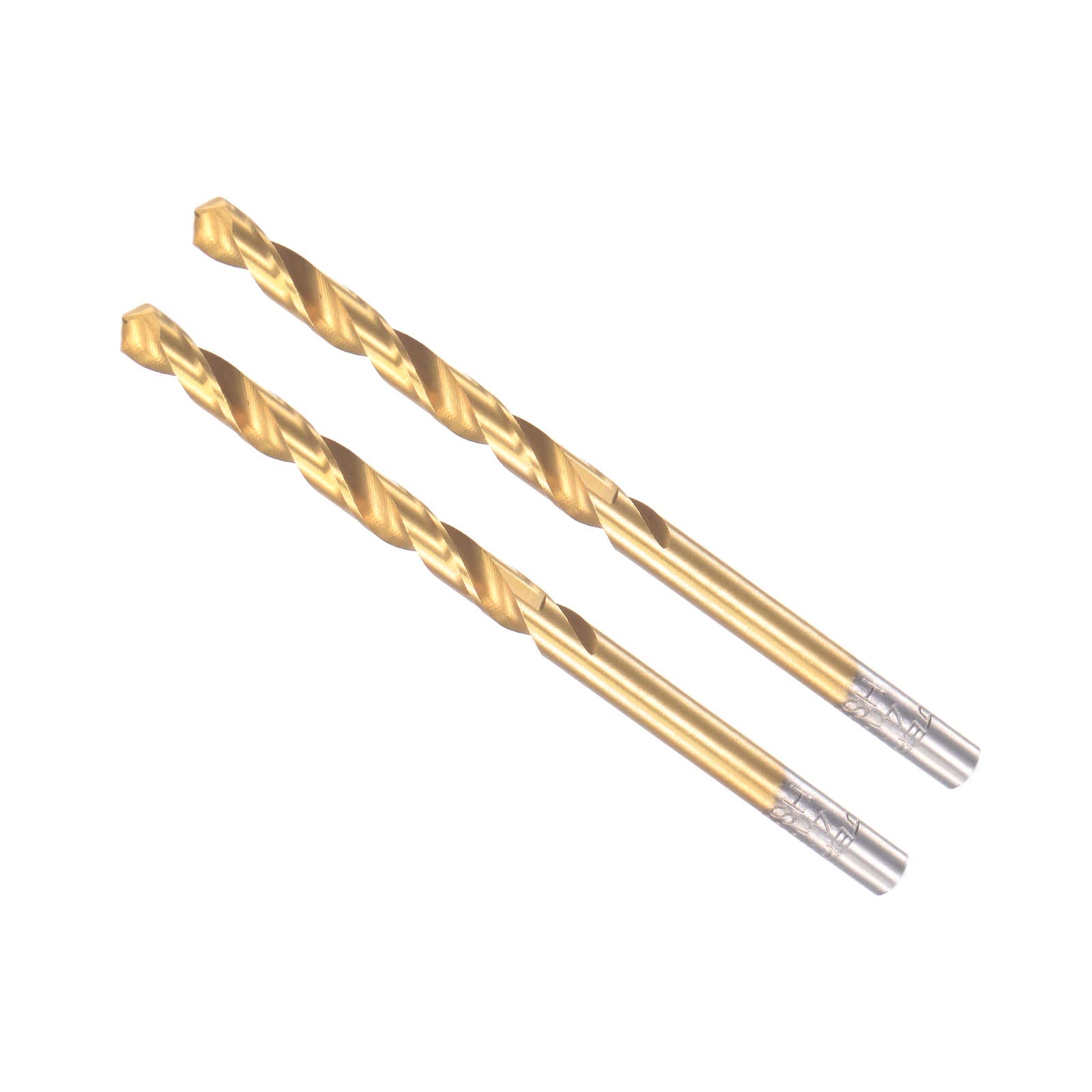 CoCud Twist Drill Bits, 4.3mm Drilling Diameter, Titanium Coated High Speed Steel 6542 Straight Round Shank - (Applications: for Stainless Steel Alloy Metal), 2-Pieces