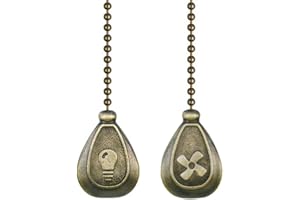 AIIGOU Ceiling Fan Pull Chain Set - 13.6 Inches Drop-Shape Pendant Fan Pull with Ball Chain Connector Included Light Pattern & Fan Pattern(bronze)