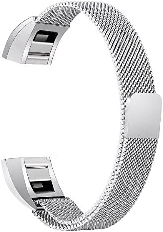 Purpplex Magnetic Loop Stainless Steel Durable Bracelet Wrist Band Strap for Fitbit Alta HR /Alta - Silver