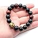 Top Plaza Mens King of Dragon Carved Tiger Eye Stone Buddha Mala Link Beaded Bracelet 6.8