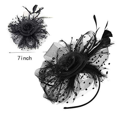 S&W Manufacturing Women Girl Fascinator Hats Flower Mesh Headwear Pillbox Feather Hat Cocktail Derby Tea Party Clips Wedding Veil