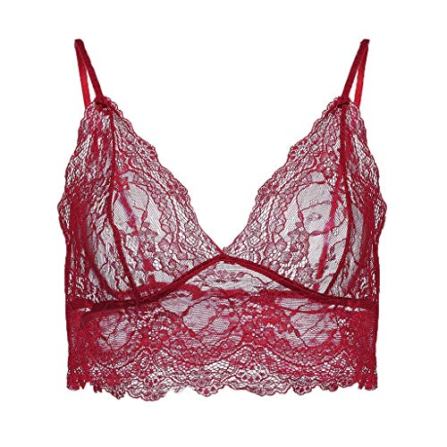 Fanteecy 5 Pieces Women Lace Bra Sexy Bralette Strappy Soft Bustier Lingerie Sexy V-Neck Underwear Tube Top Bra (Yellow Blue Wine White Black, S)