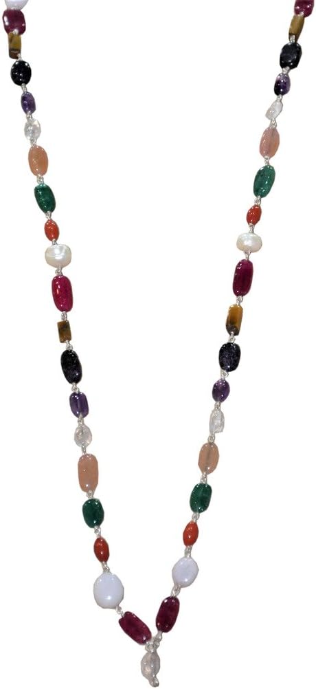 Aatm Natural Healing Gemstone Beaded Necklace (Navratan)