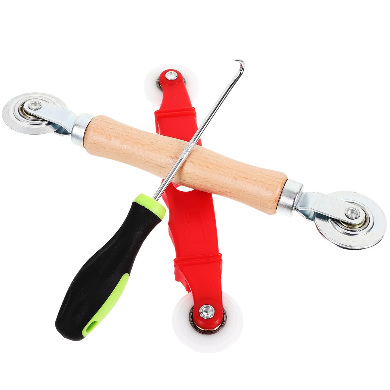 WOFASHPURET Screen Mesh Tool, Spline Rolling Tool, 3PCS Screen Roller Tool Window Screen Installing Tool Includes Steel/Nylon Roller Tool with Bearing, Spline Removal Hook for Door Screens