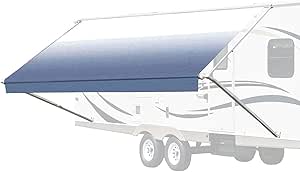 Aleko Manual Retractable Rv Trailer Awning For Home Or Camper 10x8 Ft Blue Fade Patio Lawn Garden Amazon Com